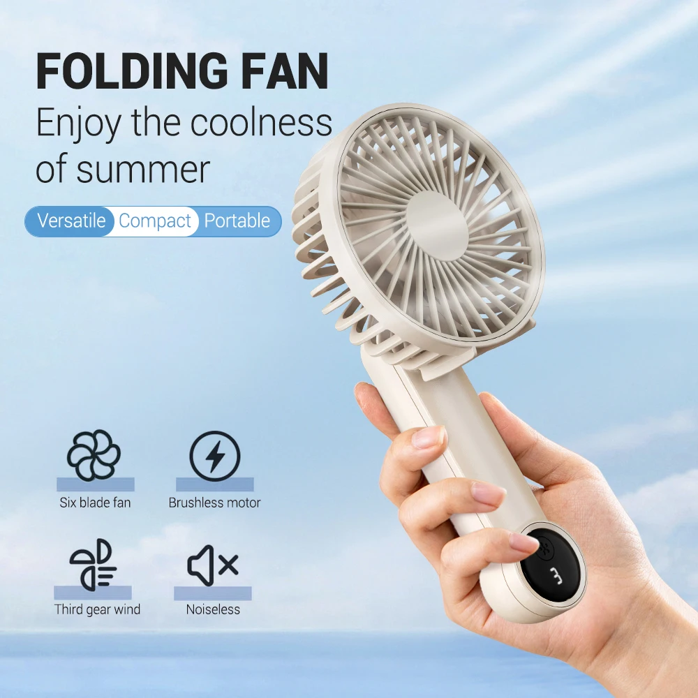 

Mini Handheld Fan Portable Small Pocket Fan with Display Screen Quiet 3 Modes Travel Camping Powerful Desktop Fan Air Cooler