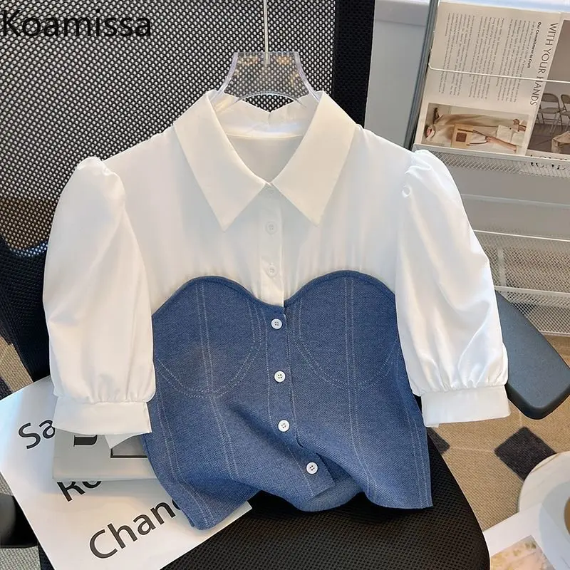 Koamissa Fashion New Women Short Sleeves Blouse Ladies Causal Loose Polo Fake Two Pieces Shirt Femme Summer Cropped Blusas Tops
Koamissa Fashion New Women Short Sleeves Blouse Ladies Causal Loose Polo Fake Two Pieces Shirt Femme Summer Cropped Blusas Tops