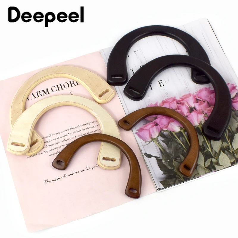 

2/4Pcs Deepeel 15/18cm Wooden Bag Handle Handbag Frames Kiss Clasp Crochet Woven Bags Handles for Purse Closure Sewing Brackets