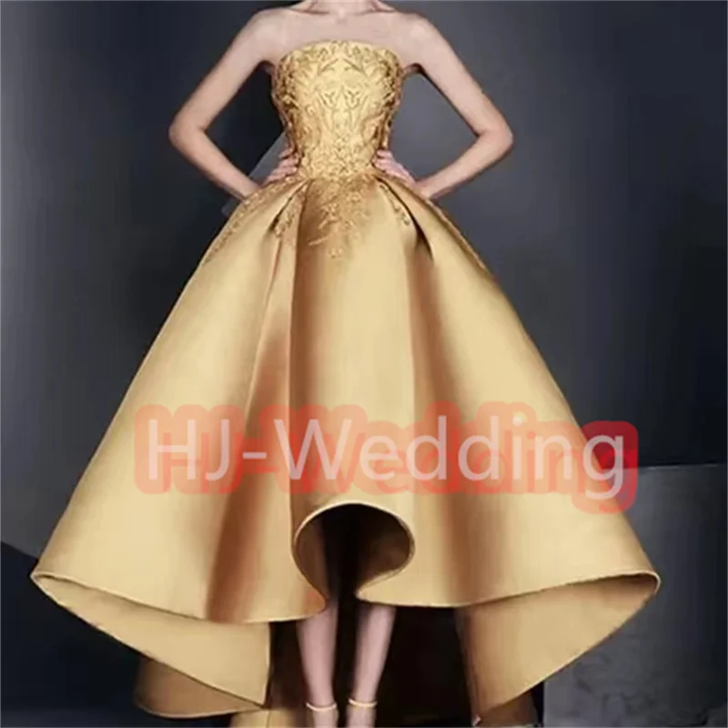 High Low Evening Gowns Upscale Formal Party Dress Elegant Solid Color Dress Gold Applique Evening Dress
High Low Evening Gowns Upscale Formal Party Dress Elegant Solid Color Dress Gold Applique Evening Dress