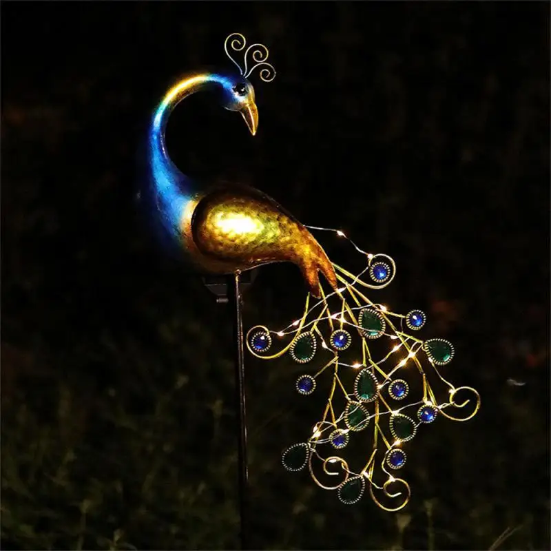 

Solar Peacock Landscape Light Creative Garden Decor Lights Solar Powered Ground Plug Waterproof Yard Garden Decoration Soft Warm