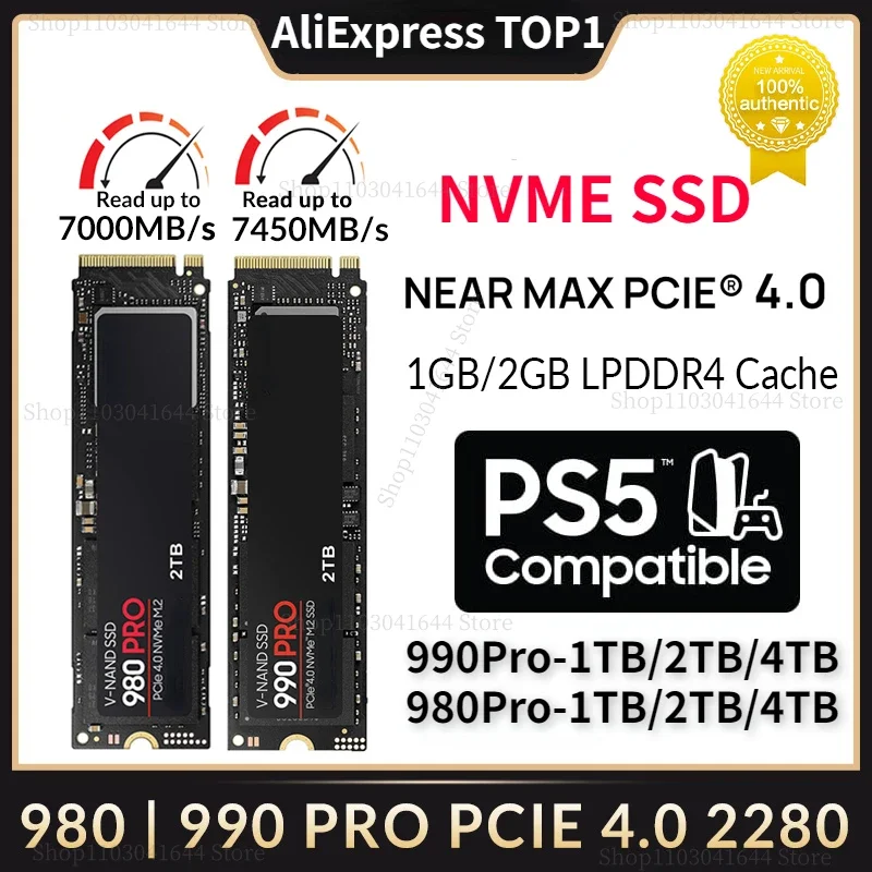 New Original Brand 990 Pro SSD 4TB/2TB/1TB NVMe PCIe Gen 4.0 x 4 M.2 2280 980 Pro Internal Solid State Drives PS5/Laptop/Desktop
New Original Brand 990 Pro SSD 4TB/2TB/1TB NVMe PCIe Gen 4.0 x 4 M.2 2280 980 Pro Internal Solid State Drives PS5/Laptop/Desktop