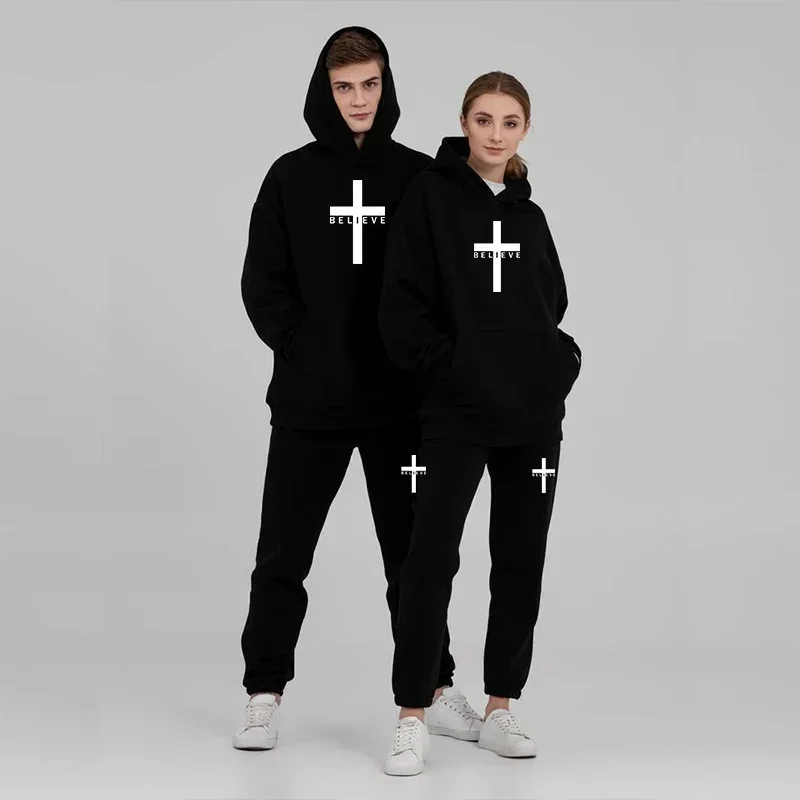 Men's Fashion Printed Believe Jesus Christianity Hooded Tracksuits Autumn Winter Hoodie + Pants 2-piece Pullover Athletic Sets
Men's Fashion Printed Believe Jesus Christianity Hooded Tracksuits Autumn Winter Hoodie + Pants 2-piece Pullover Athletic Sets
