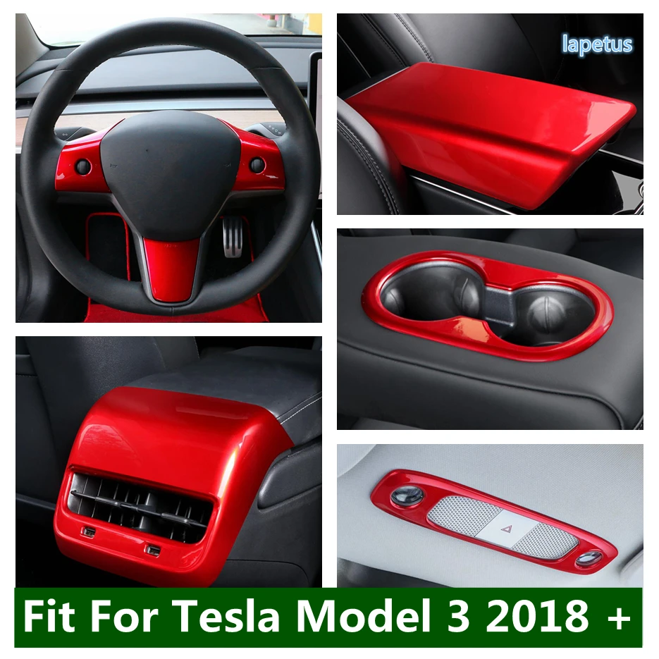 Steering Wheel / Water Cup Holder / Rear Air Vent Outlet / Armrest Box Cover Trim For Tesla Model 3 2018 - 2021 Red Accessories
Steering Wheel / Water Cup Holder / Rear Air Vent Outlet / Armrest Box Cover Trim For Tesla Model 3 2018 - 2021 Red Accessories