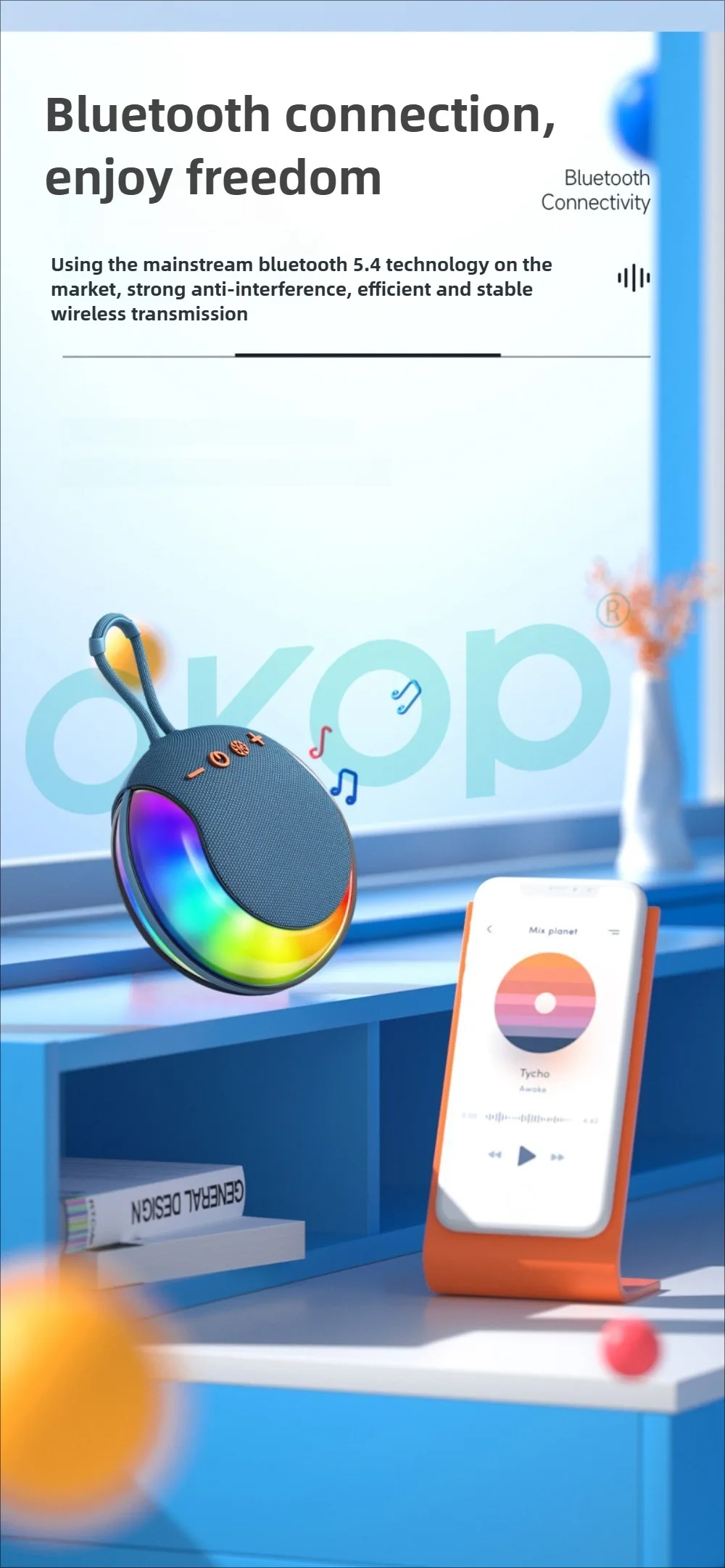 OKOPwirelessAltavoz Bluetooth portátilAltavoz Bluetooth para acampar Altavoz para caminar Reproductor de música estéreo inalámbrico TF USB Altavoces LED OKOPwirelessAltavoz Bluetooth portátilAltavoz Bluetooth para acampar Altavoz para caminar Reproductor de música estéreo inalámbrico TF USB Altavoces LED