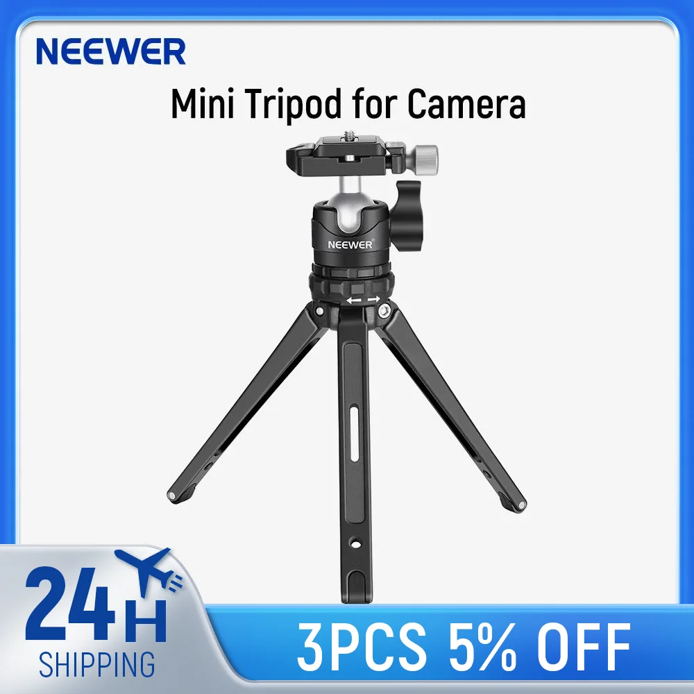 

NEEWER Mini Tripod for Camera, Compact Desktop Tripod with 360° Low Profile Ball Head, 1/4" Arca Type QR Plate for DSLR Action