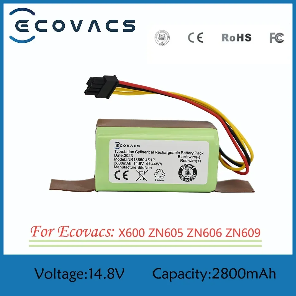 

ECOVACS New 14.8V 2800mAh Li-Ion Battery for Cecotec Conga 1290 1390 1490 1590 Vacuum Cleaner Genio deluxe 370 gutrend echo 520