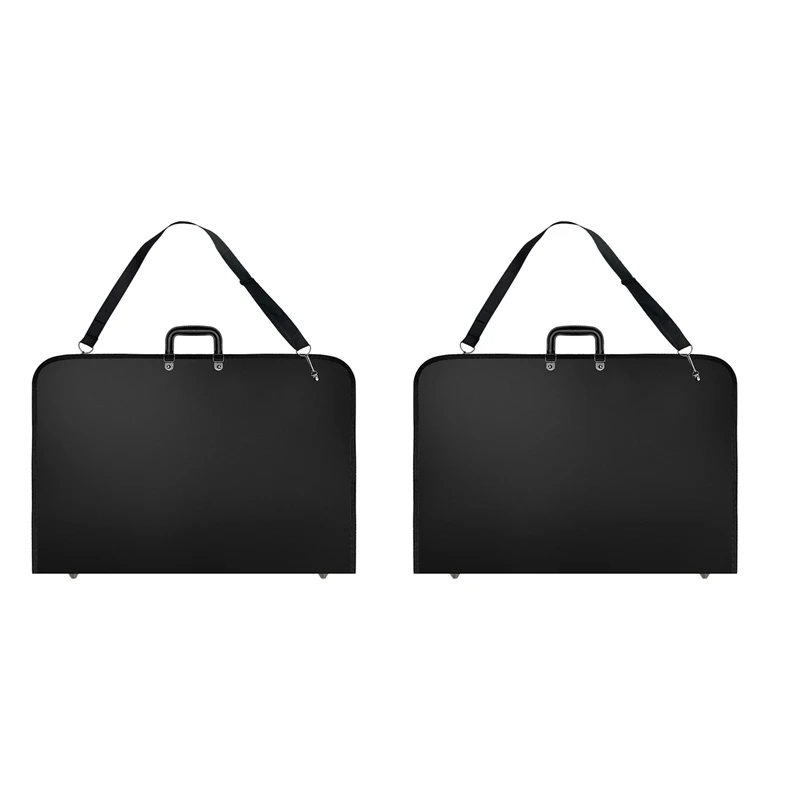 

2X Black Art Portfolio Case Artist Carrying Case Artist Portfolios Case With Shoulder Strap (19X14.7X1.5 Inches)