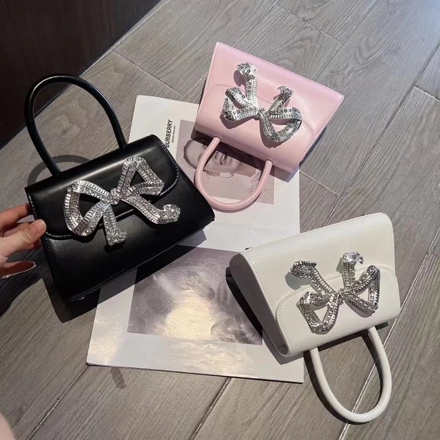 

Rhinestones Bow Evening Bag Women designer party small flap purse totes handbags Vintage Diamond Shoudler crossbody bag 2022 new