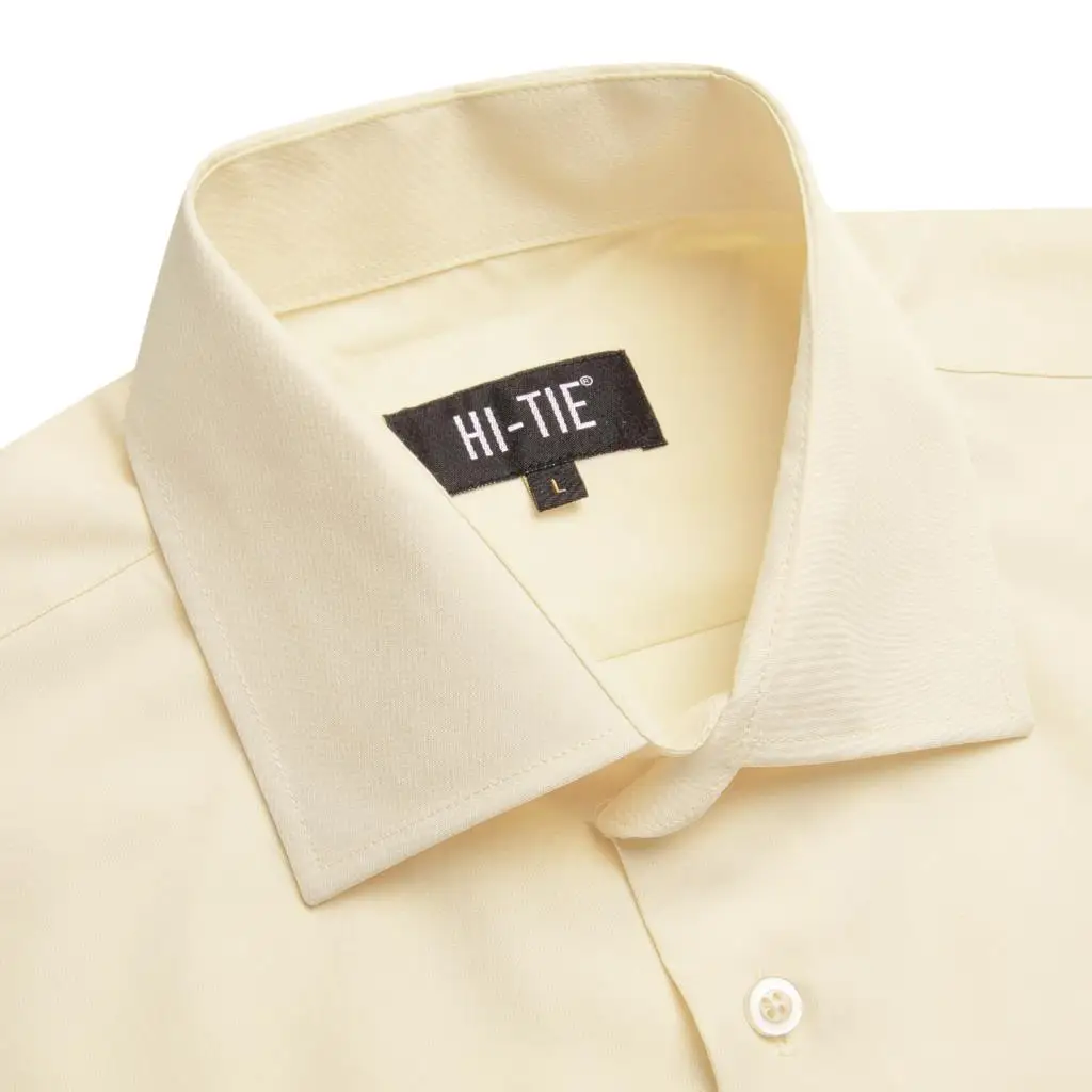 Hi-Tie Solid Silk Short Sleeves Mens Shirts Jacquard Beige Yellow Spring Summer Hawaii Micro Elastic Shirt Blouse For Male Gift
Hi-Tie Solid Silk Short Sleeves Mens Shirts Jacquard Beige Yellow Spring Summer Hawaii Micro Elastic Shirt Blouse For Male Gift