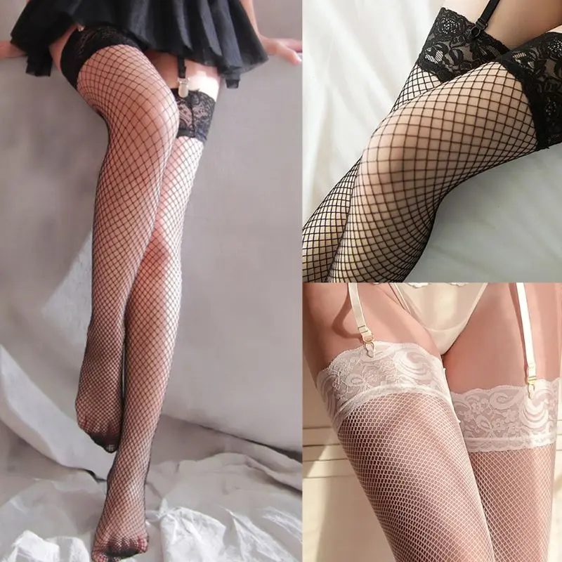 Womens Sexy Sheer Mesh Fishnet Stockings Floral Lace Top Thigh High Long Socks 
Womens Sexy Sheer Mesh Fishnet Stockings Floral Lace Top Thigh High Long Socks