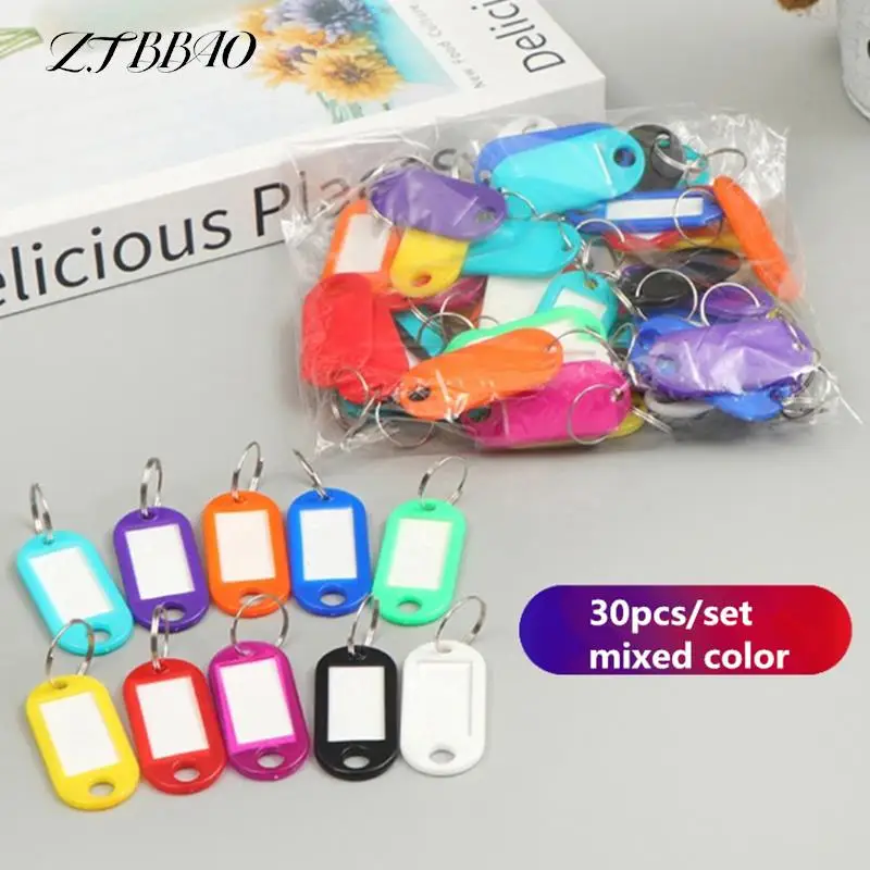

30pcs Numbered Name Baggage Tag Colorful Plastic Keychain Key Tags Label ID Label Name Tags With Split Ring Random