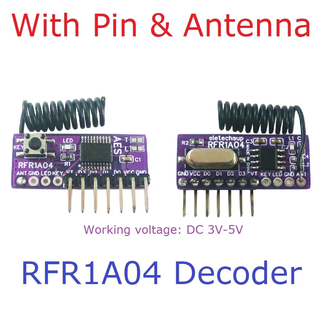 433M Superheterodyne Transceiver replace PT2262 EV1527 HC301 4CH AES128 Encryption Codec Remote Control Module
433M Superheterodyne Transceiver replace PT2262 EV1527 HC301 4CH AES128 Encryption Codec Remote Control Module
