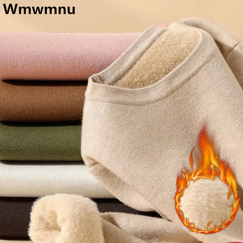 Winter O-neck Thicken Pullovers Sweater Warm Plus Velvet Slim Knitwears Plush Fleece Lined Soft Tops Knitted Pulls Sueter Jumper
Winter O-neck Thicken Pullovers Sweater Warm Plus Velvet Slim Knitwears Plush Fleece Lined Soft Tops Knitted Pulls Sueter Jumper
