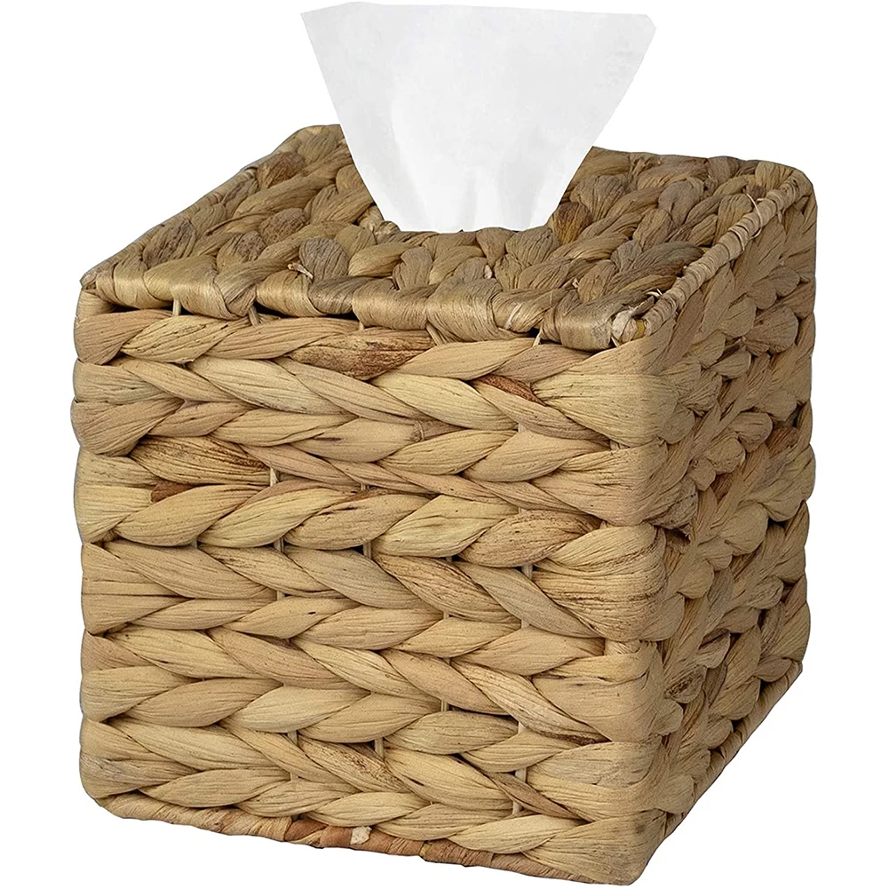 

Rustic Wicker Straw Tissue Box Holder Decorative Woven Tissue Box Cover Napkin Holder Tissue Cover for Bathroom Kitchen