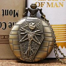 

Pocket Watch Necklace Nightmare Horror Skull Christmas Cosplay Quartz Pocket Watch Pendant Retro Bronze Clock Reloj De Bolsillo