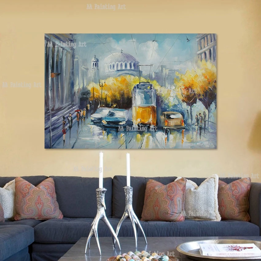 

Classical London City Street Scenery Hotel Decor Canvas Landscape Oil Painting Knife Acrylic Art Handmade Abstract Wall Artwork