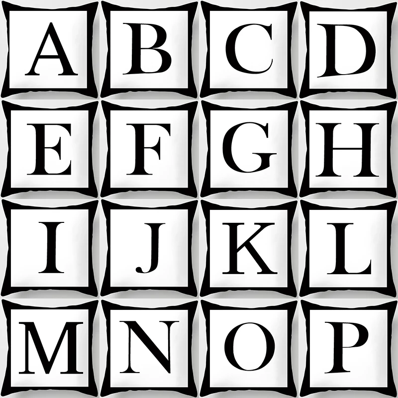 Home decoration black and white letter sofa children's room decorative English letters print pillow case funda de almohada
Home decoration black and white letter sofa children's room decorative English letters print pillow case funda de almohada