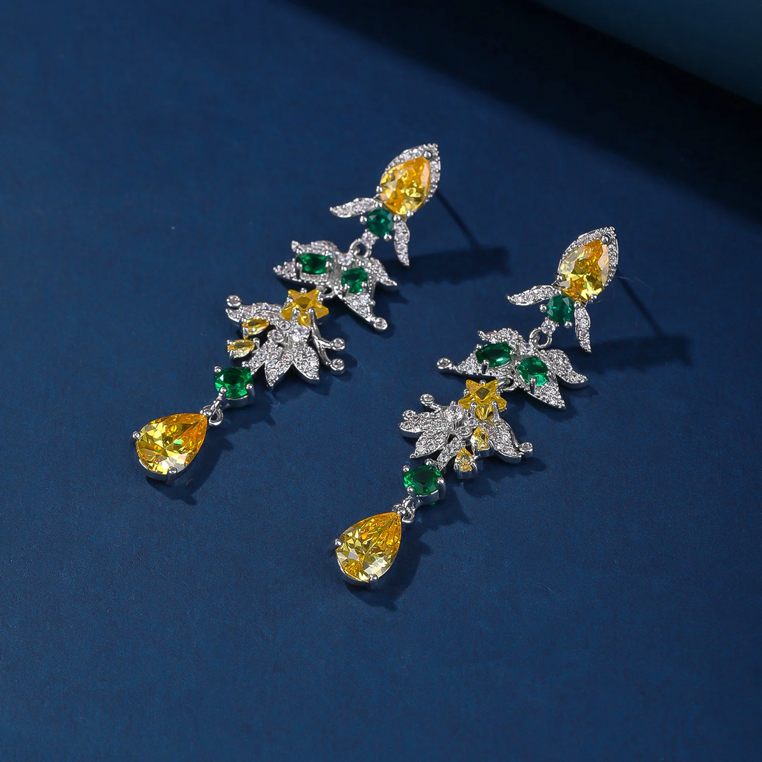 High Quality Cubic Zirconia Star Leaf Shape Dangle Drop Women Long Earrings for Wedding Party Wear CE12095 4 See45f3883f3d410ca3298bec38708bf7n