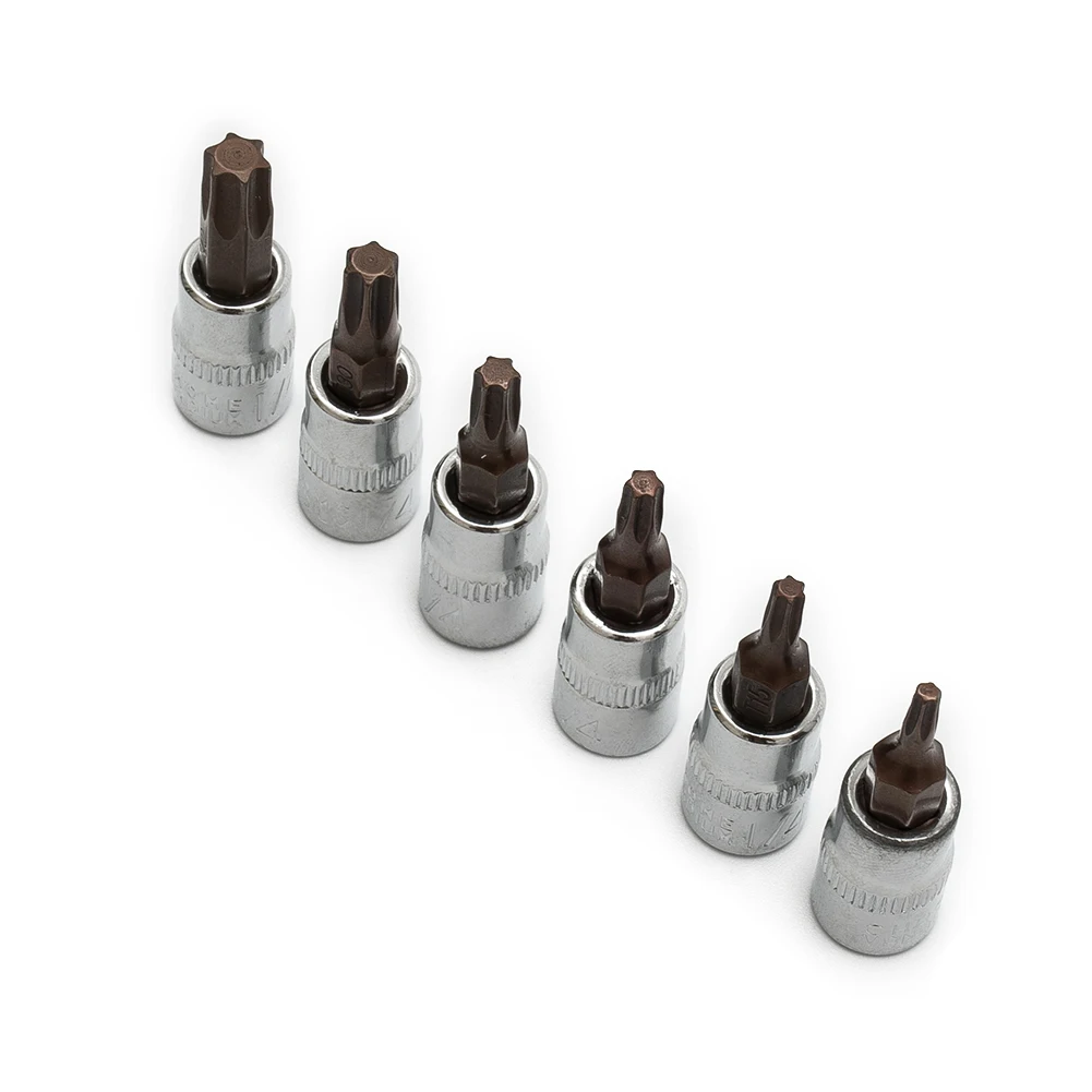 6pcs 1/4inch Hex Torx Screwdriver Bit Set Drive Socket Head Screwdriver T10-T40 Spanner Ratchet Sleeve Socket Wrench Tool
6pcs 1/4inch Hex Torx Screwdriver Bit Set Drive Socket Head Screwdriver T10-T40 Spanner Ratchet Sleeve Socket Wrench Tool