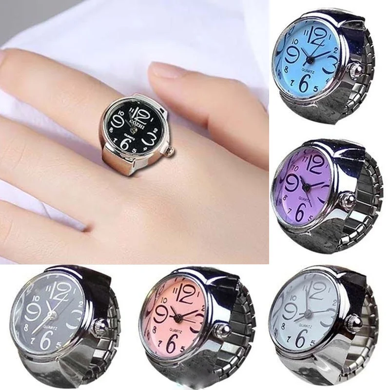 Vintage Punk Finger Watch Mini Elastic Strap Alloy Watches Couple Rings Jewelry Clock Retro Roman Quartz Watch Ring Women Girls
Vintage Punk Finger Watch Mini Elastic Strap Alloy Watches Couple Rings Jewelry Clock Retro Roman Quartz Watch Ring Women Girls