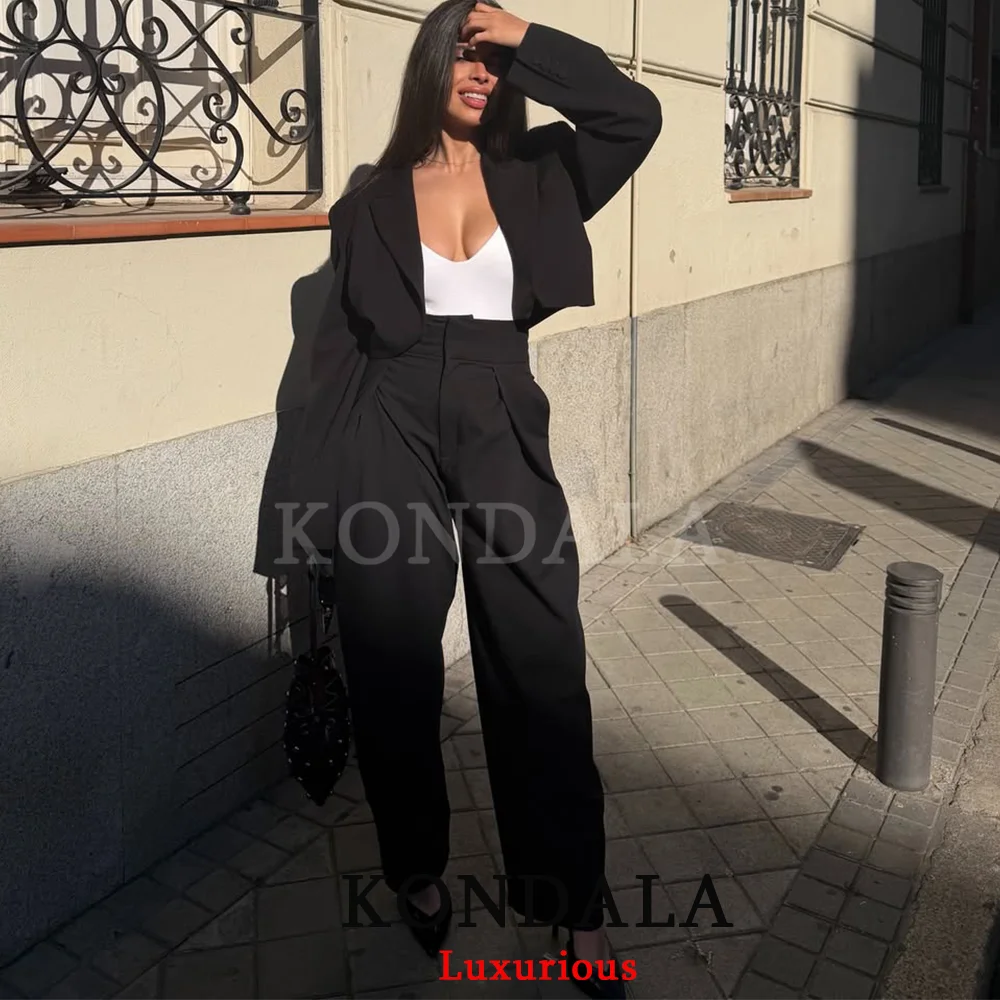 KONDALA Casual Loose Pleated Long Pants Women Wide Leg Pockets High Waist Straight Pants Fashion 2026 Spring Summer Women Pants 15 See495c7ef71a4a67af98c319a01d13c1e