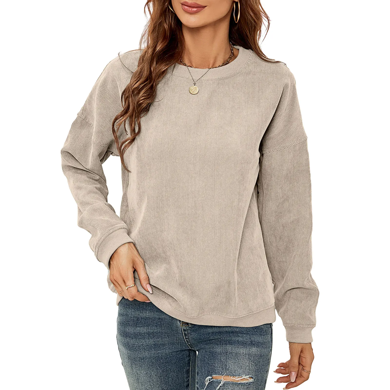 Women’s Long Sleeve Corduroy Sweatshirts Fall Solid Color Casual Crew Neck Pullover Tops
Women’s Long Sleeve Corduroy Sweatshirts Fall Solid Color Casual Crew Neck Pullover Tops