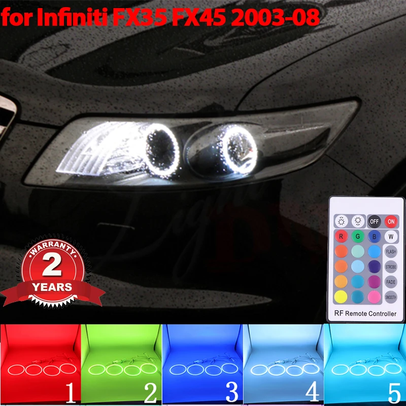 Multi-colored RGB Remote Control Halo Rings Light LED Angel Eyes Kit For INFINITI FX35 FX45 2003-2008 Car-styling Headlight
Multi-colored RGB Remote Control Halo Rings Light LED Angel Eyes Kit For INFINITI FX35 FX45 2003-2008 Car-styling Headlight