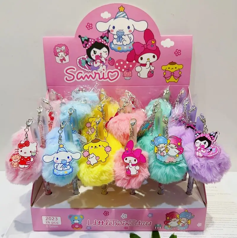 24pcs/box Cartoon Sanrio Plush Ball Pendant Gel Pen Rollerball Pen Cute Signature Pen Pendant Student Stationery Wholesale Gift
24pcs/box Cartoon Sanrio Plush Ball Pendant Gel Pen Rollerball Pen Cute Signature Pen Pendant Student Stationery Wholesale Gift