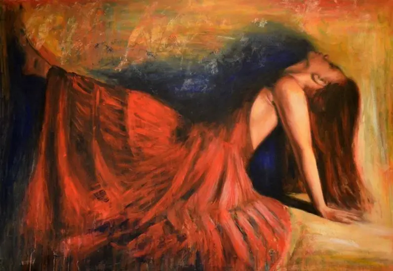 100%Handmade ORIGINAL ESCHA VAN DEN BOGERD "Mistero" red dress Woman Pretty Girl PAINTING
100%Handmade ORIGINAL ESCHA VAN DEN BOGERD "Mistero" red dress Woman Pretty Girl PAINTING