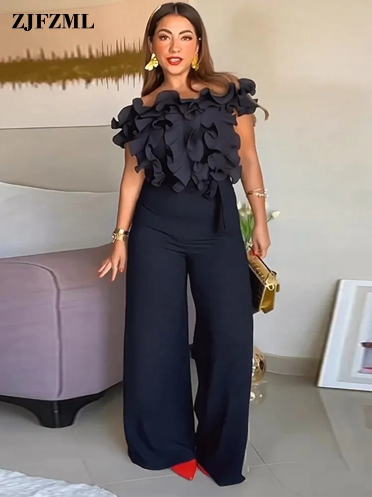 Floral Side Slash Neck Sleeveless Jumpsuits Formal Business Clothes For Ladies Solid Color Straight Wide Leg Work Long Rompers
Floral Side Slash Neck Sleeveless Jumpsuits Formal Business Clothes For Ladies Solid Color Straight Wide Leg Work Long Rompers