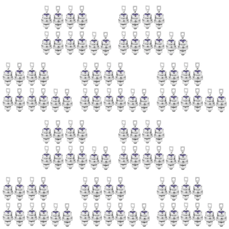 50 Pairs Rectifier Diode Spiral 70HF120/70HFR120 70A 1200V High Power Rectifier Metal Stud Type Rectifier Diodes
50 Pairs Rectifier Diode Spiral 70HF120/70HFR120 70A 1200V High Power Rectifier Metal Stud Type Rectifier Diodes