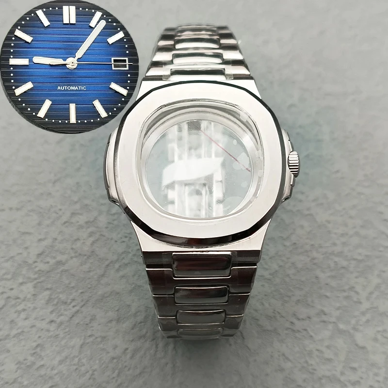 

NH35 Case Silver Nautilus Modified Watch Case Suitable For NH35 NH36 4R Movement 29.8mm Dial Sapphire Glass Luminous Dial