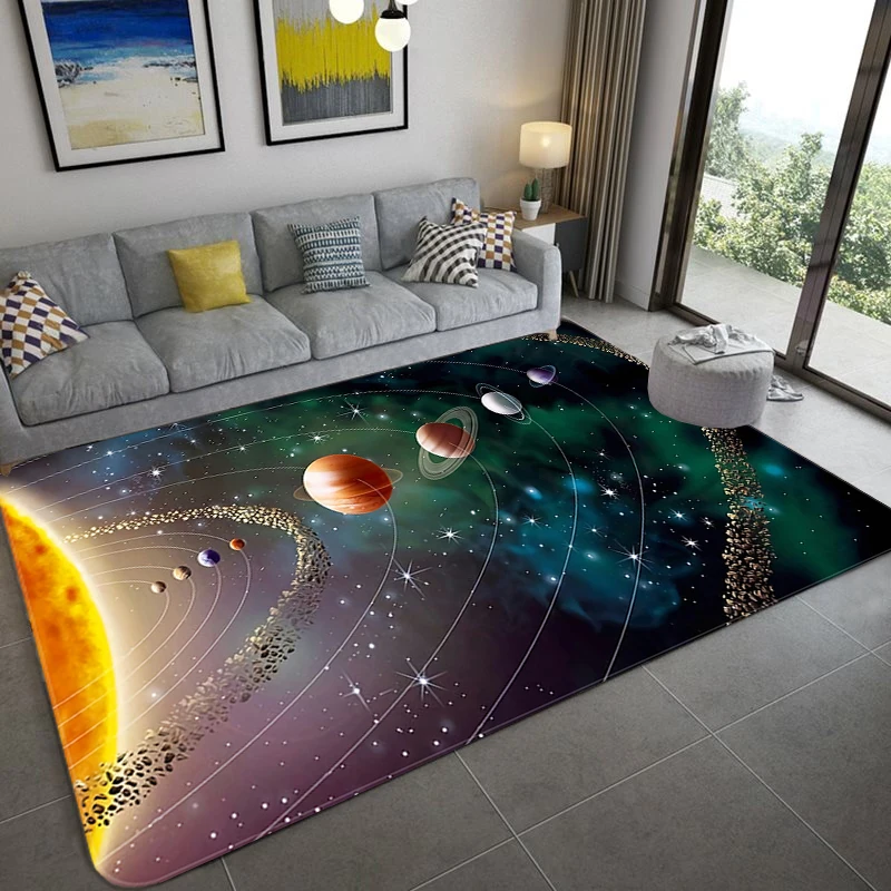 

3D Universe Planet Living Room Carpet Room Home Fashion Floor Mat Area Rugs Furry Carpet Bedroom Decor Entrance Doormat Alfombra