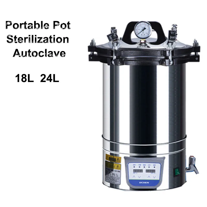 

24L Portable Pot Sterilization Autoclave LCD Automatic High Temperature Pressure Steam Sterilizer Pots Surgical Medical Tools