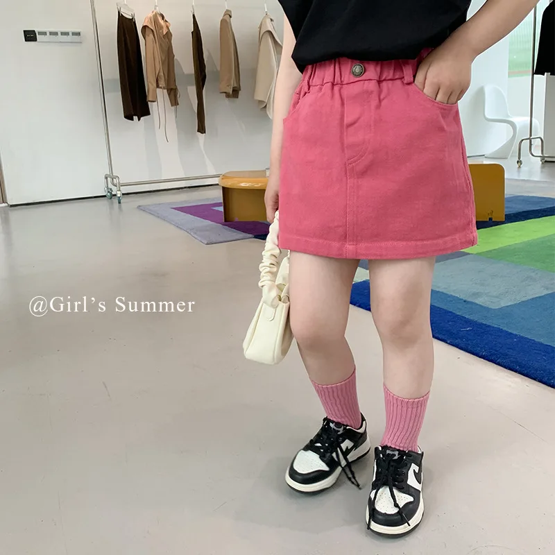

Джинсовая юбка для девочек 2-12 лет, Модная Джинсовая юбка розового цвета в Корейском стиле, одежда для улицы, на лето