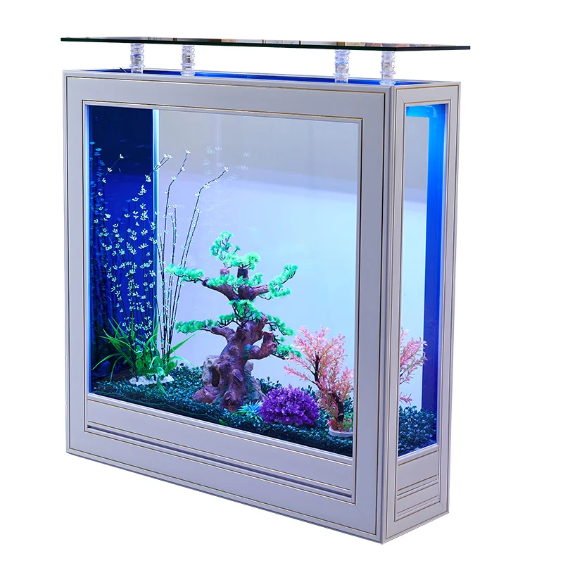 Large glass floor-to-ceiling ecological aquarium partition screen in the living room of the fish tank
Large glass floor-to-ceiling ecological aquarium partition screen in the living room of the fish tank