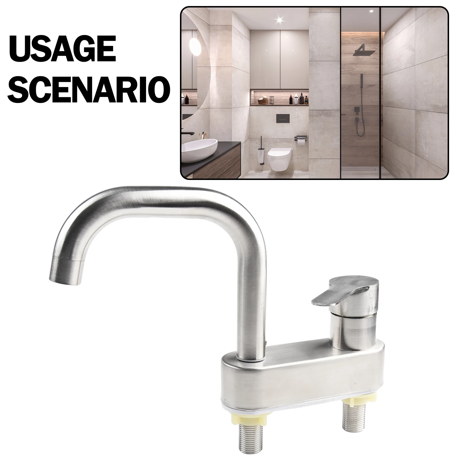 Basin Faucet 304 Stainless Steel Sink Mixer Tap Hot Cold Water 2 Holes Deck Mounted Single Handle Faucet Bathroom Supplies
Basin Faucet 304 Stainless Steel Sink Mixer Tap Hot Cold Water 2 Holes Deck Mounted Single Handle Faucet Bathroom Supplies