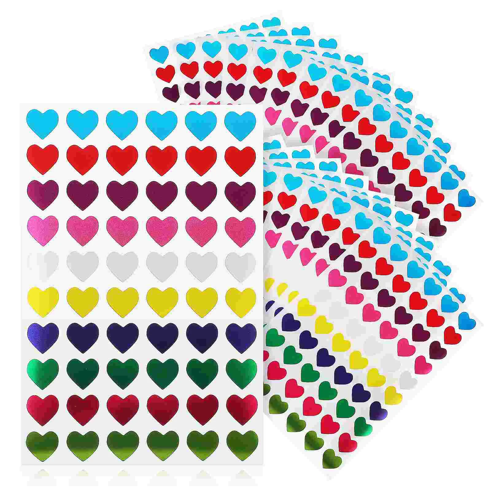

50 Sheets of Heart Shape Stickers Decorative Stickers Reward Stickers Kids Students Teachers Supplies Decoration Supplies