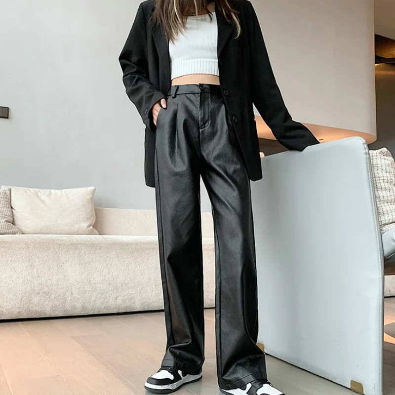 Leather Pants Women Wide Leg Trousers Korean Y2k Fashion Pants Elastic Pu Baggy Pants For Women 2023 Streetwear Clothes
Leather Pants Women Wide Leg Trousers Korean Y2k Fashion Pants Elastic Pu Baggy Pants For Women 2023 Streetwear Clothes