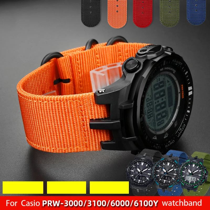 High quality nylon watch strap for CASIO PRW3000 / 3100 / 6000 6100Y modified canvas watchband accessories men's bracelet chain
High quality nylon watch strap for CASIO PRW3000 / 3100 / 6000 6100Y modified canvas watchband accessories men's bracelet chain