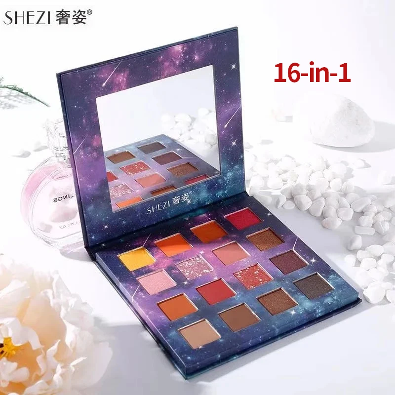 

Shezi 16 Colors Eyeshadow Palette Glitter Highlighter Shimmer Eyes Lasting Charming Makeup Acrylic Eye Shadows Pallete Cosmetics