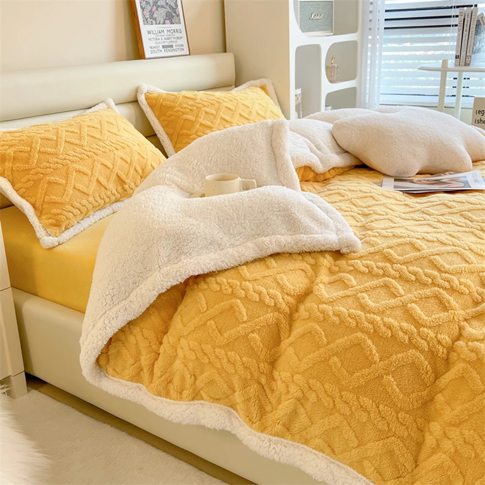 

Warmth Duvet Cover Dual Use Blanket Artificial Cashmere Warm Winter Blanket Soft Cozy Fleece Quilt Cover Plush Blankets for Beds