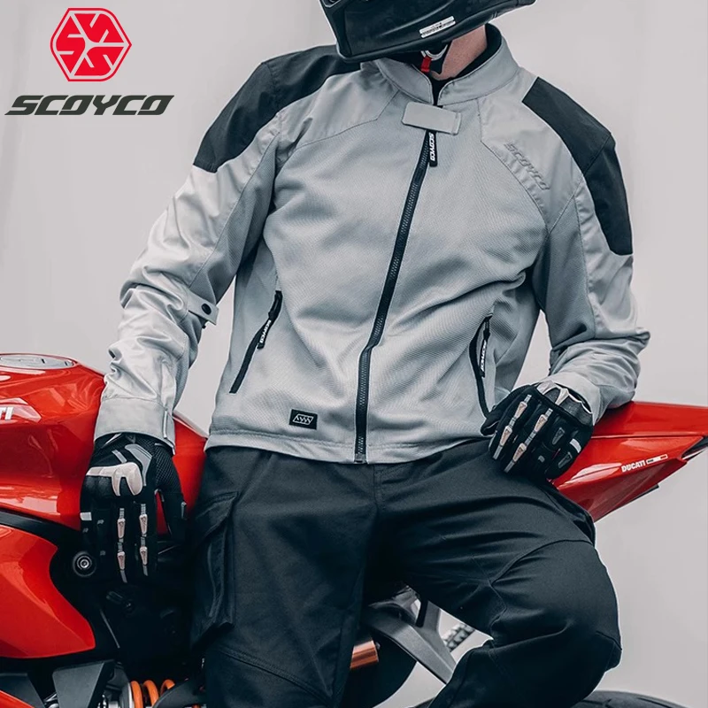 

SCOYCO Motorcycle Jacket Summer Breathable Motobike Jacket Men Reflective Motocross Riding Clothing CE Protective Racing Jacket