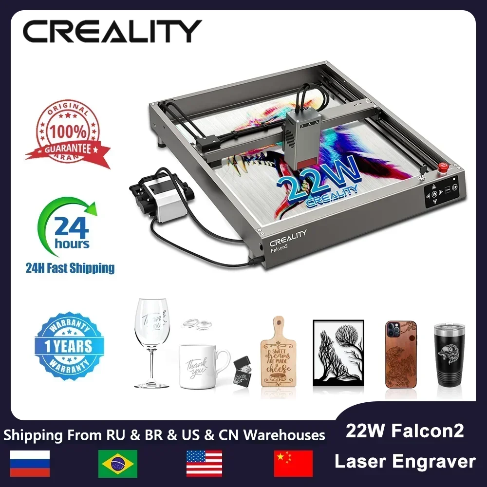 

Creality Falcon 2 Laser Engraver 22W Output CNC DIY Laser Engraving Machine 25000mm/min Speed Integrated Air Assist Laser Cutter