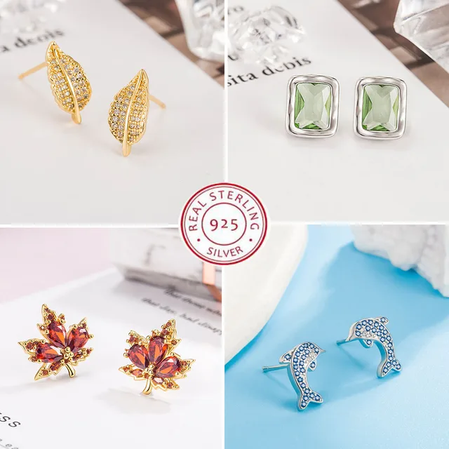 Boucles d'oreilles en argent regardé 925 pour femme, bijoux fantaisie, haute qualité, bleu, rose, blanc, violet, cristal, Zcomprenes on Hot Knowing 1