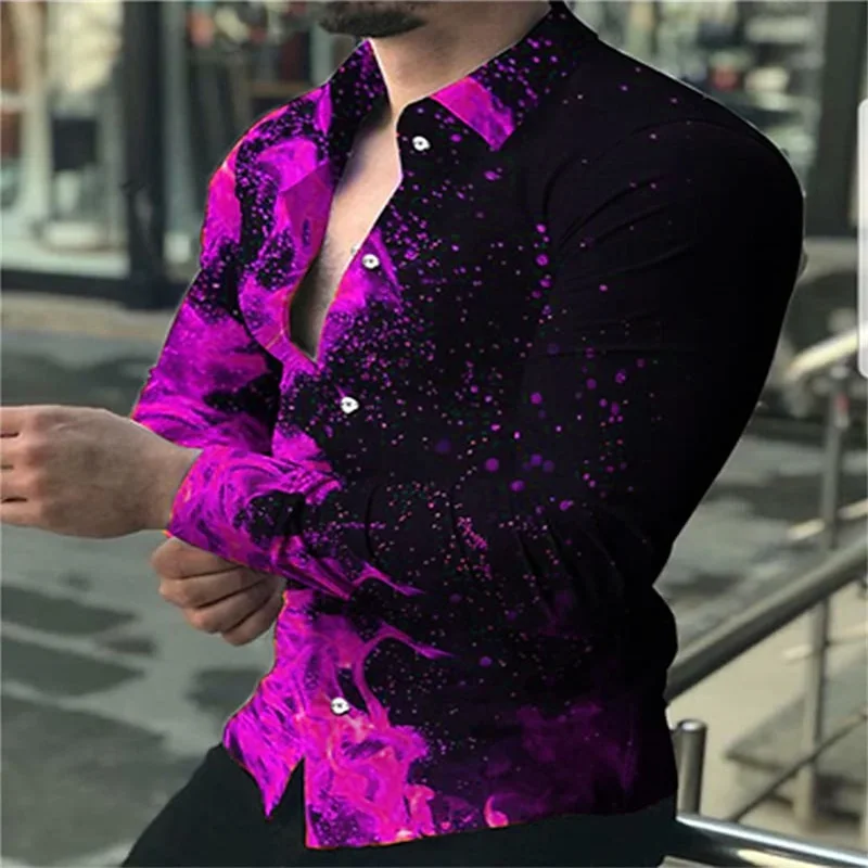 

Рубашка мужская с воротником-стойкой, модная уличная одежда, мягкий материал, Фиолетовый Синий Желтый, 6XL, весна-лето