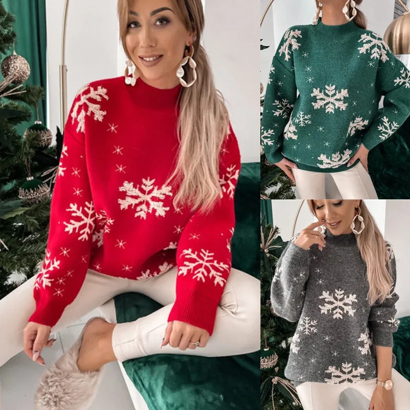 Sweater Snowflake Towel Embroidery Half High Neck Long Sleeve Women's Theme Christmas Sweater
Sweater Snowflake Towel Embroidery Half High Neck Long Sleeve Women's Theme Christmas Sweater