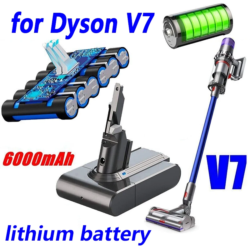 

Оригинальный перезаряжаемый литиевый аккумулятор для Dyson V7 21,6 в 6000 мАч, для Dyson V7 Motorhead Animal пушистый совершенно V7 аккумулятор