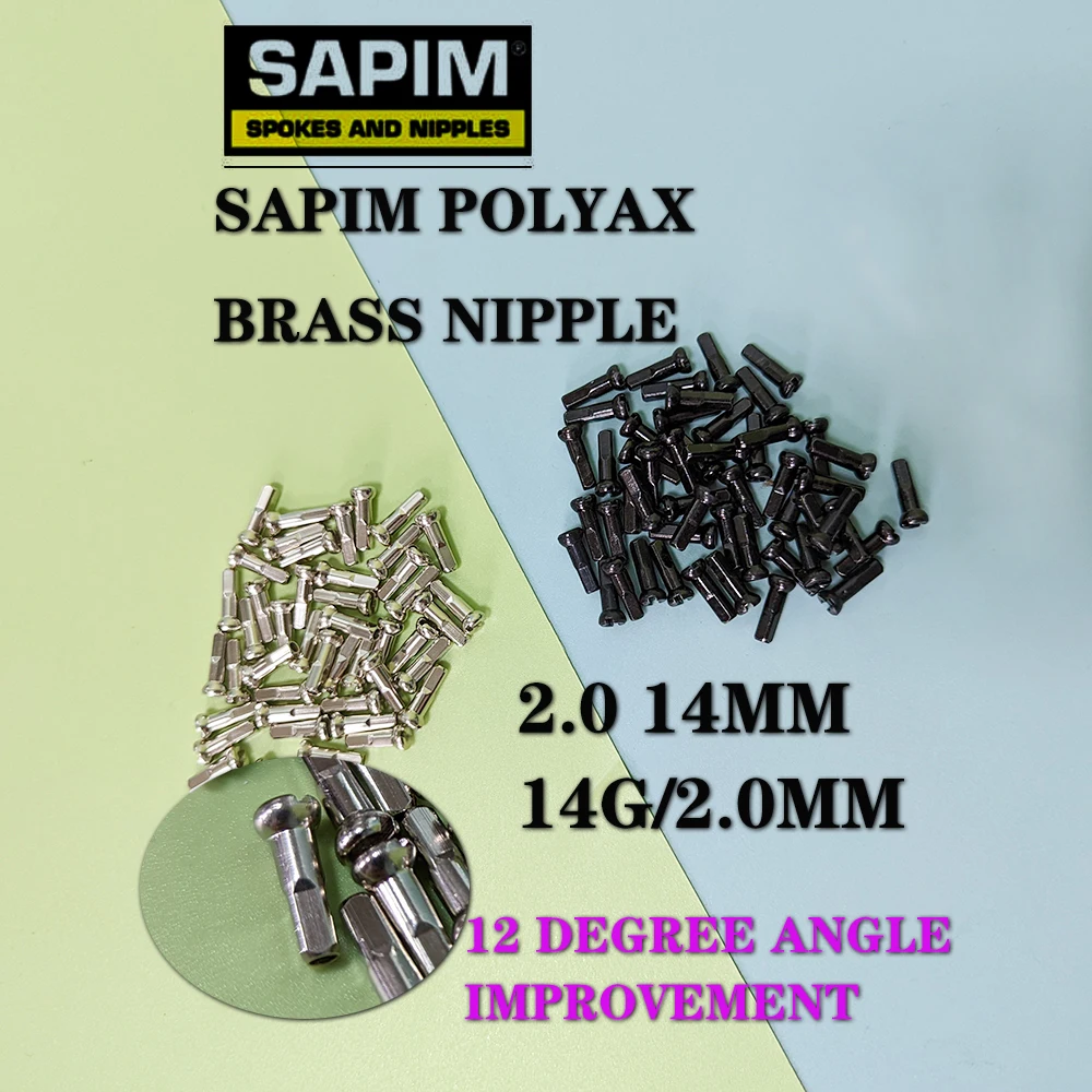 

SAPIM POLYAX spokes brass Nipple 12 degree bevel Bicycle spokes NIPPLES 14G 2.0X14MM For MTB Mountion Road Gravel Rims